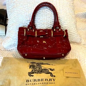 Burberry Prosum EUC Deep Red Patent Satchel - gorgeous! Gets compliments!